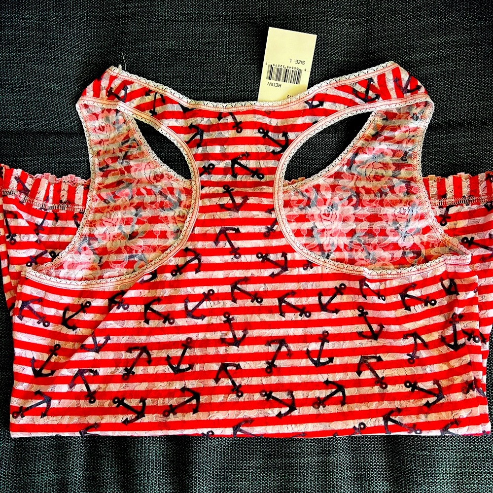 NWT Hanky Panky Lace Tank Red Anchors XL